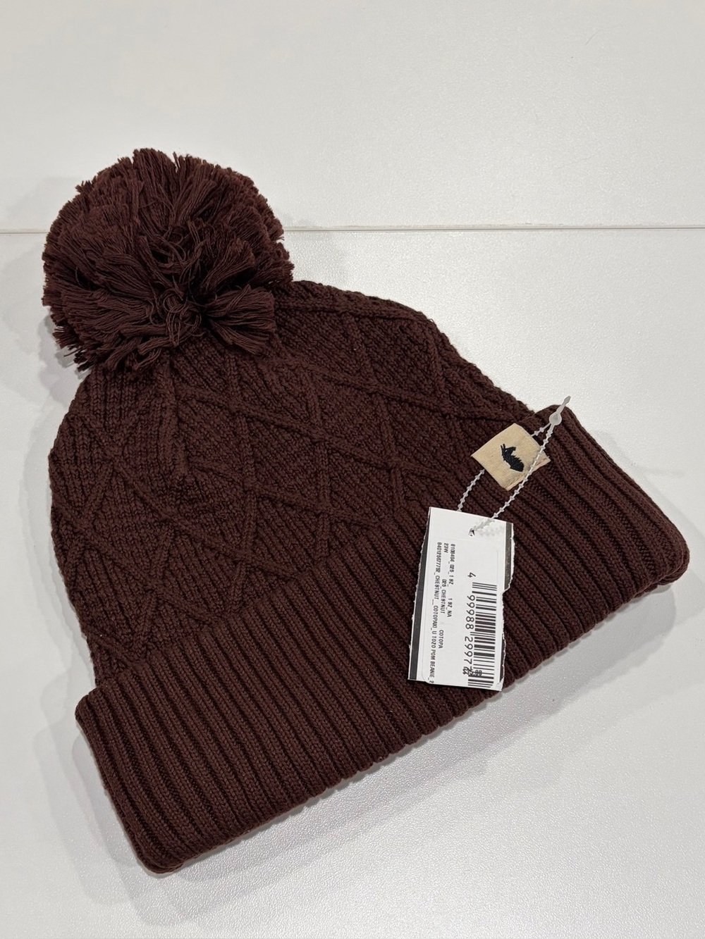 Cotopaxi Tozo Pom Beanie Chestnut Brown Soft Fold-over Cuff Cozy Comfy